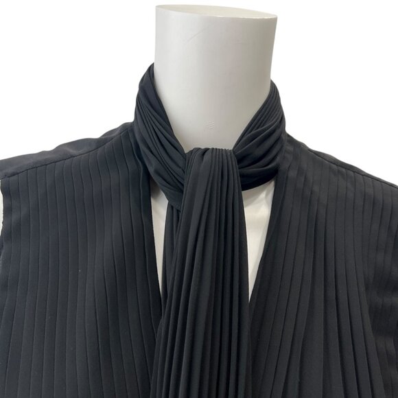 Givenchy Black Pleated Neck Tie Draped Blouse Silk Tank Top size IT 42/6 - Picture 3 of 8